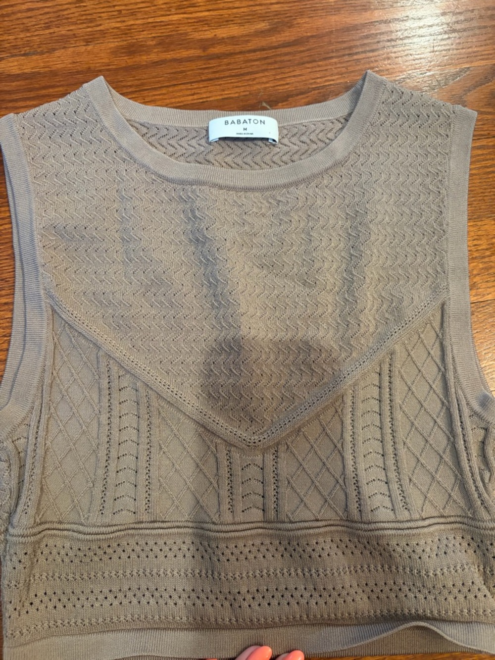 Aritzia Babaton Pointelle Tank SIZE Medium Tan Brown Crop Top